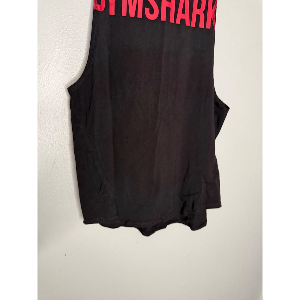 Gymshark Mens Black Red Logo Drop Armhole Tank Top Muscle Stringer Size M A2C5W - Picture 4 of 6